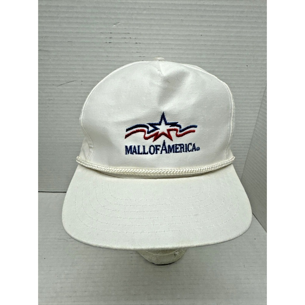 Vintage Mall of American Snapback Hat White Roping Embroidered Logo Trucker